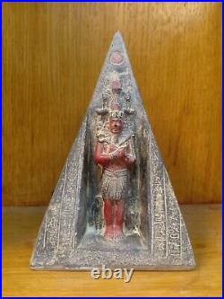 Ancient Rare Egyptian BC Antiquities Pyramid Osiris & Horus Statue Hieroglyphic