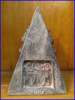Ancient Rare Egyptian BC Antiquities Pyramid Osiris & Horus Statue Hieroglyphic