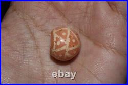 Ancient Round Etched Carnelian Bead in Excellent Condition Over 1500 Years Old