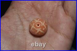 Ancient Round Etched Carnelian Bead in Excellent Condition Over 1500 Years Old