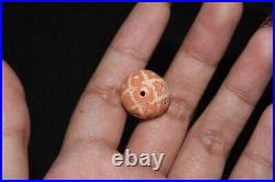 Ancient Round Etched Carnelian Bead in Excellent Condition Over 1500 Years Old