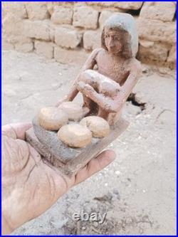 Ancient egyptian antique bakery figurine showing daily life, rare historical