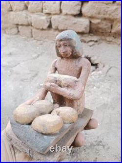 Ancient egyptian antique bakery figurine showing daily life, rare historical