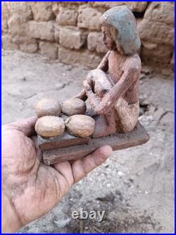 Ancient egyptian antique bakery figurine showing daily life, rare historical