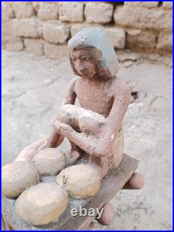 Ancient egyptian antique bakery figurine showing daily life, rare historical