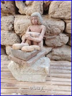 Ancient egyptian antique bakery figurine showing daily life, rare historical