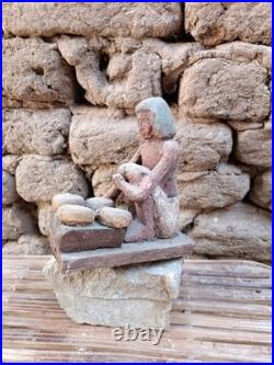 Ancient egyptian antique bakery figurine showing daily life, rare historical