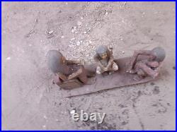 Ancient egyptian antique wooden figurine group depicting daily life social scene