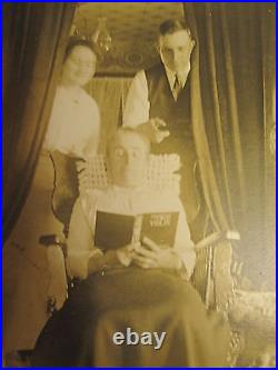 Antiqu Unusual Grandma Stuffed Post Mortem Fox Love Owl Violin Rppc Photo Wow