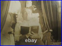 Antiqu Unusual Grandma Stuffed Post Mortem Fox Love Owl Violin Rppc Photo Wow