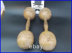 Antique 1.5lb Wooden Dumbbel Set Mt. Hermon School Crosley Hall Student Owned