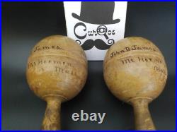 Antique 1.5lb Wooden Dumbbel Set Mt. Hermon School Crosley Hall Student Owned