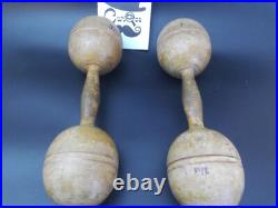 Antique 1.5lb Wooden Dumbbel Set Mt. Hermon School Crosley Hall Student Owned