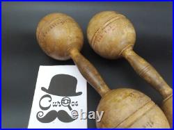 Antique 1.5lb Wooden Dumbbel Set Mt. Hermon School Crosley Hall Student Owned