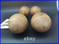 Antique 1.5lb Wooden Dumbbel Set Mt. Hermon School Crosley Hall Student Owned