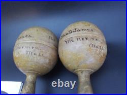 Antique 1.5lb Wooden Dumbbel Set Mt. Hermon School Crosley Hall Student Owned