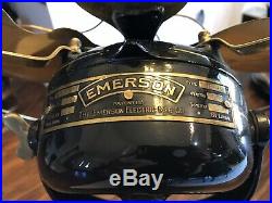 Antique 12 Emerson #14646 Rib-Base Fan BRASS BLADES & BRASS CAGE