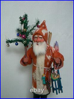 Antique 14 German Santa Candy Container Feather Tree Basket Toys Nice