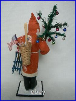 Antique 14 German Santa Candy Container Feather Tree Basket Toys Nice
