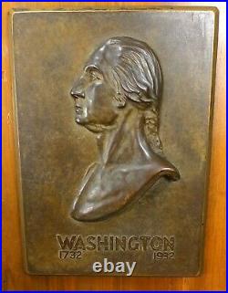 Antique 1732-1932 GEORGE WASHINGTON Bronze PROFILE PLAQUE By JOSTENS TROPHIES