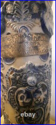Antique 1800's Blue Grey Salt Glazed German Westerwald Stoneware Beer Stein