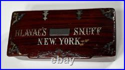 Antique 1800s Hlavac's Snuff Box New York Advertising Rosewood Old