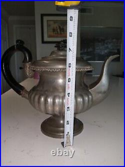 Antique 1830 Pewter Tea Pot, English Style, Repaired Wooden Handle Rare Comps