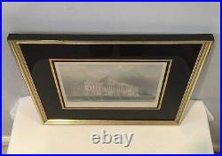 Antique 1838 Engraving Print Principal Front Of The Capitol Washington Framed