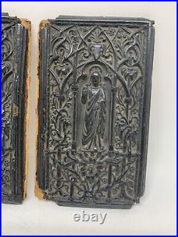 Antique 1847 Holy Bible Book Ends Ornate Christ Relief withSection from Peter