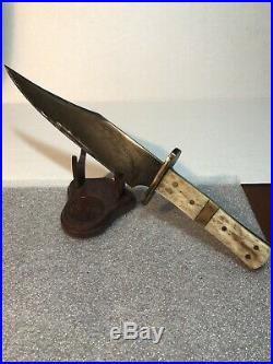 Antique 1861 McELROY MACON GA Civil War Era Bowie Knife Bone Handle LOOK