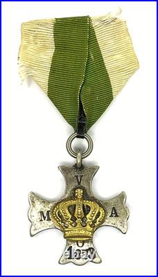 Antique 1873 Crowned Cross Medal Silver Gilt European Decoration Original