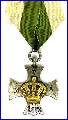 Antique 1873 Crowned Cross Medal Silver Gilt European Decoration Original
