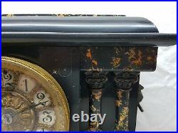 Antique 1880s Seth Thomas Clock Wind Up Mantel Adamantine Lion 4 Column WORKING