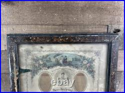 Antique 1881 Framed German Marriage Fraktur Certificate