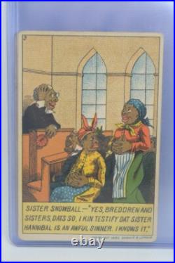 Antique 1882 Complete 5 Card Set Sammis & Latham Trade Cards Church Fight