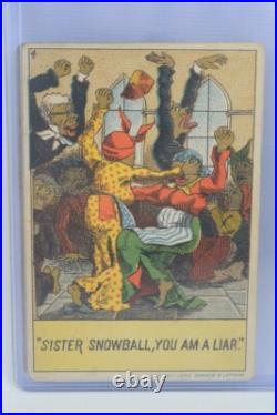 Antique 1882 Complete 5 Card Set Sammis & Latham Trade Cards Church Fight