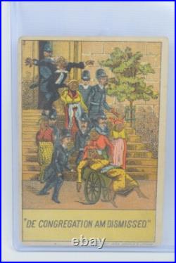 Antique 1882 Complete 5 Card Set Sammis & Latham Trade Cards Church Fight