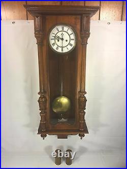 Antique 1886 Gustav Becker Vienna Wall Regulator Clock Running & Striking