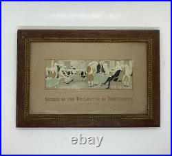 Antique 1893 Woven In Silk Declaration of Independence Signing Framed Art 21