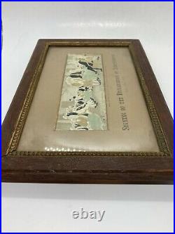 Antique 1893 Woven In Silk Declaration of Independence Signing Framed Art 21