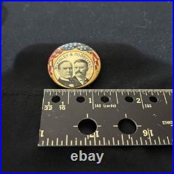 Antique 1900 McKinley & Roosevelt Pin Campaign Button 1.25 Whitehead & Hoag Co