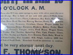 Antique 1902 Framed AUCTION Poster 230 Acres 2 Miles From Flat Rock Or Bates Pla