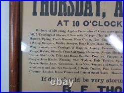 Antique 1902 Framed AUCTION Poster 230 Acres 2 Miles From Flat Rock Or Bates Pla
