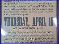 Antique 1902 Framed AUCTION Poster 230 Acres 2 Miles From Flat Rock Or Bates Pla