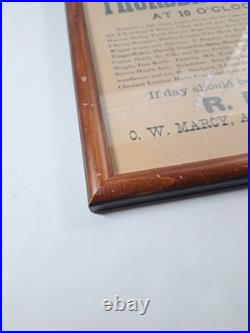 Antique 1902 Framed AUCTION Poster 230 Acres 2 Miles From Flat Rock Or Bates Pla