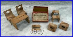 Antique 1904 St Louis Worlds Fair Furniture Souvenir Puzzle COMPLETE withBox