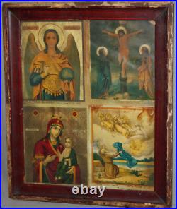 Antique 1907 Russian Orthodox Set 4 Religious Prints