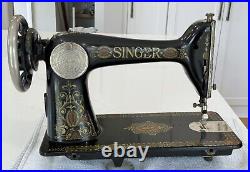 Antique 1919 Singer 66 Red Eye Treadle Sewing Machine, SERVICED, Extras, VGC