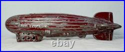 Antique 1920's original AC Williams red Graf Zeppelin cast iron coin still bank