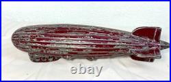 Antique 1920's original AC Williams red Graf Zeppelin cast iron coin still bank